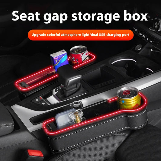 Car Storage Box With Ambient Light USB Charging Port